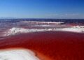 آب دریاچه ارومیه قرمز شد